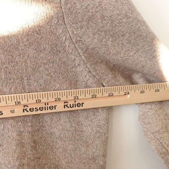 Beige Wool Sweater Men Large J CREW Knit Tan Lambswool Shawl Henley Button Neck - Picture 4 of 11